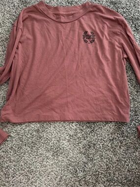 PINK Victoria's Secret Dusty Rose Long Sleeve Cropped Tee